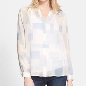 Joie Gudelia B' Color Block Sheer Silk Shi…
